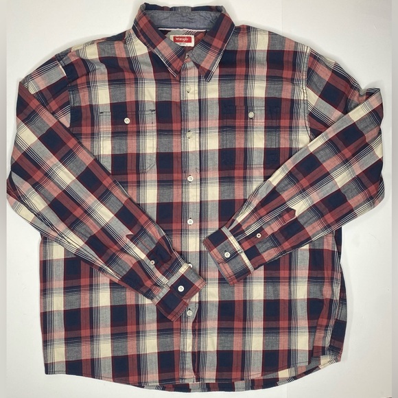 Wrangler Other - Wrangler Men’s Cotton Blend Plaid Button Down Long Sleeve Shirt Sz 2X